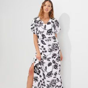 White House Black Market Monochrome Floral Maxi Dress